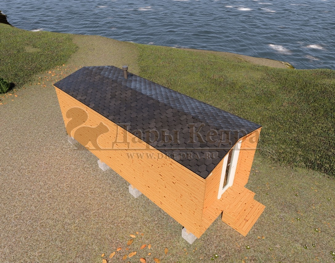 Каркасная баня Барн из кедра 6х2.3 м